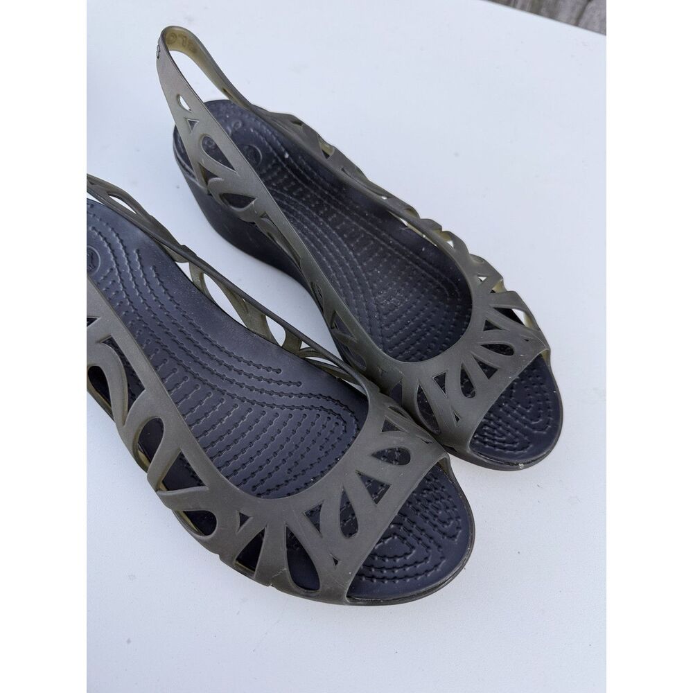 CROCS Women’s Adrina III Mini Wedge Heels Size 9 Open Toe Jelly Sandals Shoes